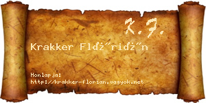 Krakker Flórián névjegykártya